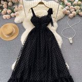 Sexy spaghetti straps summer black dress women's dress HZ1022