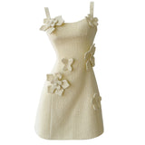 Qtevry Retro Handmade Three-Dimensional Flower Square Skirt Gentle Wind Reduction Coarse Flowers, Hanging Dress 69478