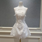 Fashion Niche Design Sense 2026 Summer New Pure White Bow French Dress Temperament 69633
