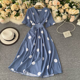 vintage short sleeves summer women's dress HZ1022