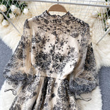 Cute long sleeves lace dress women's dress HZ1022