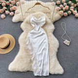 Sexy spaghetti straps summer lace high low dress women's dress HZ1022