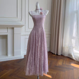 Qtevry Lila 2025 Summer New Fragrant Taro Purple Breast Sling Sling Long Thin Temperament Dress Dress Woman 69206