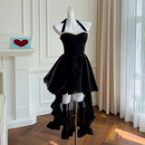 Qtevry And Summer New Fashion Hanging Neck Sexy Bare Shoulder Perspective Small Dress Two Sets Of Set Party Skirt 67889
