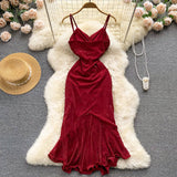 Sexy Spaghetti Straps Red Tight Dress Women Holiday Dress HZ1022