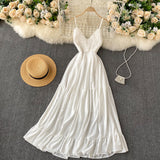 Sexy Spaghetti Straps Backless Lace White Dress Summer Women Holiday Dress HZ1022