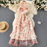 Sweet Halter Summer Floral Dress Women Holiday Dress HZ1022