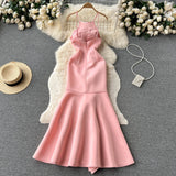 Sexy Mermaid Spaghetti Straps Ruffles Satin Flower Dress Women Dress HZ1022