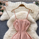 Sexy Spaghetti Straps Summer Blush Pink Dress Women Holiday Dress HZ1022