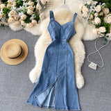 Cute Spaghetti Straps Denim Dress Women Dress HZ1022
