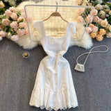 Sexy Straps Ruffled Lace Dress Women Holiday Dress HZ1022