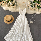 Sexy Spaghetti Straps Backless Lace White Dress Summer Women Holiday Dress HZ1022