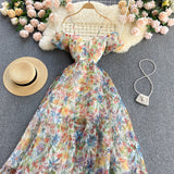 Cute Spaghetti Straps Backless Short Floral Dress Women Dress HZ1022
