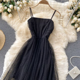 Sexy Straps Tulle Black Dress Women Holiday Dress HZ1022