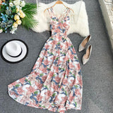 Sexy Spaghetti Straps Summer Backless Floral Dress Hot Women Dress HZ1022