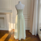 French Mesh Tector-Meared Dress Sling Three-Dimensional Flower Fold Embroidery Elegant Waist Dress 69552