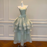 Qtevry Romantic Sling Dress Print Light Elegant Breast-To-Heart Sexy Holiday Dress 69572