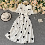 vintage short sleeves summer women's dress HZ1022