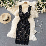 Sexy spaghetti straps summer lace dress women's dress HZ1022