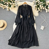 simple long sleeves chiffon summer women's dress HZ1022