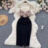 Sexy Straps Polka Dot Color Matching Dress Tight Women Holiday Dress HZ1022