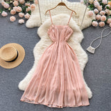 Sexy Spaghetti Straps Summer Blush Pink Dress Women Holiday Dress HZ1022
