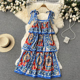 Vintage Spaghetti Straps Cute Summer Boho Dress Women Holiday Dress HZ1022