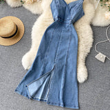Cute Spaghetti Straps Denim Dress Women Dress HZ1022