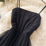 Sexy Straps Tulle Black Dress Women Holiday Dress HZ1022