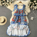 Vintage Spaghetti Straps Cute Summer Boho Dress Women Holiday Dress HZ1022