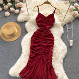 Sexy Spaghetti Straps Red Tight Dress Women Holiday Dress HZ1022