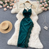 Sexy spaghetti straps summer lace high low dress women's dress HZ1022