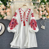Cute A line long sleeves bohemia vacations women's dress HZ1022