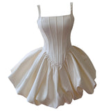Qtevry Light Luxury Collar Small Dress Dress Dress Princess Fish Bone High-Waisted Slings Fluffy Skirt A Skirt 69239