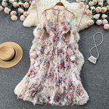 Cute long sleeves floral dress women's dress HZ1022