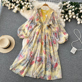 Cute A line long sleeves floral dress women's dress HZ1022