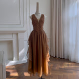 Temperament Showy Dress Elegant Summer New Holiday Gentle Dress French Sleeveless Waist-Long Woman 69282