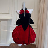 Qtevry New Black And Red Stitched-In Christmas Party Party Dress Dress In Autumn And Winter 68342