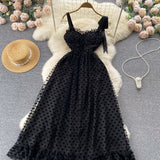 Sexy spaghetti straps summer black dress women's dress HZ1022