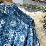 Vintage A line long sleeves floral dress women's dress HZ1022