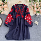 Cute A line long sleeves bohemia vacations women's dress HZ1022