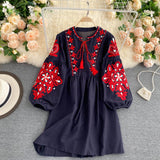 Cute A line long sleeves bohemia vacations women's dress HZ1022