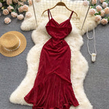 Sexy Spaghetti Straps Red Tight Dress Women Holiday Dress HZ1022