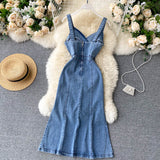 Cute Spaghetti Straps Denim Dress Women Dress HZ1022