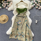 Simple Suspender Dress Floral Women Holiday Dress HZ1022