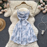 Sexy Spaghetti Straps Pink Floral Dress Hot Women Dress HZ1022