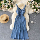 Cute Spaghetti Straps Denim Dress Women Dress HZ1022