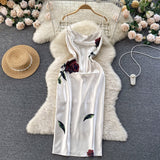 Sexy Spaghetti Straps Slit Silk Satin Dress Women Dress HZ1022
