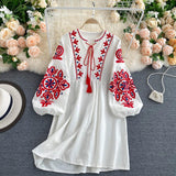 Cute A line long sleeves bohemia vacations women's dress HZ1022