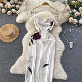 Sexy Spaghetti Straps Slit Silk Satin Dress Women Dress HZ1022